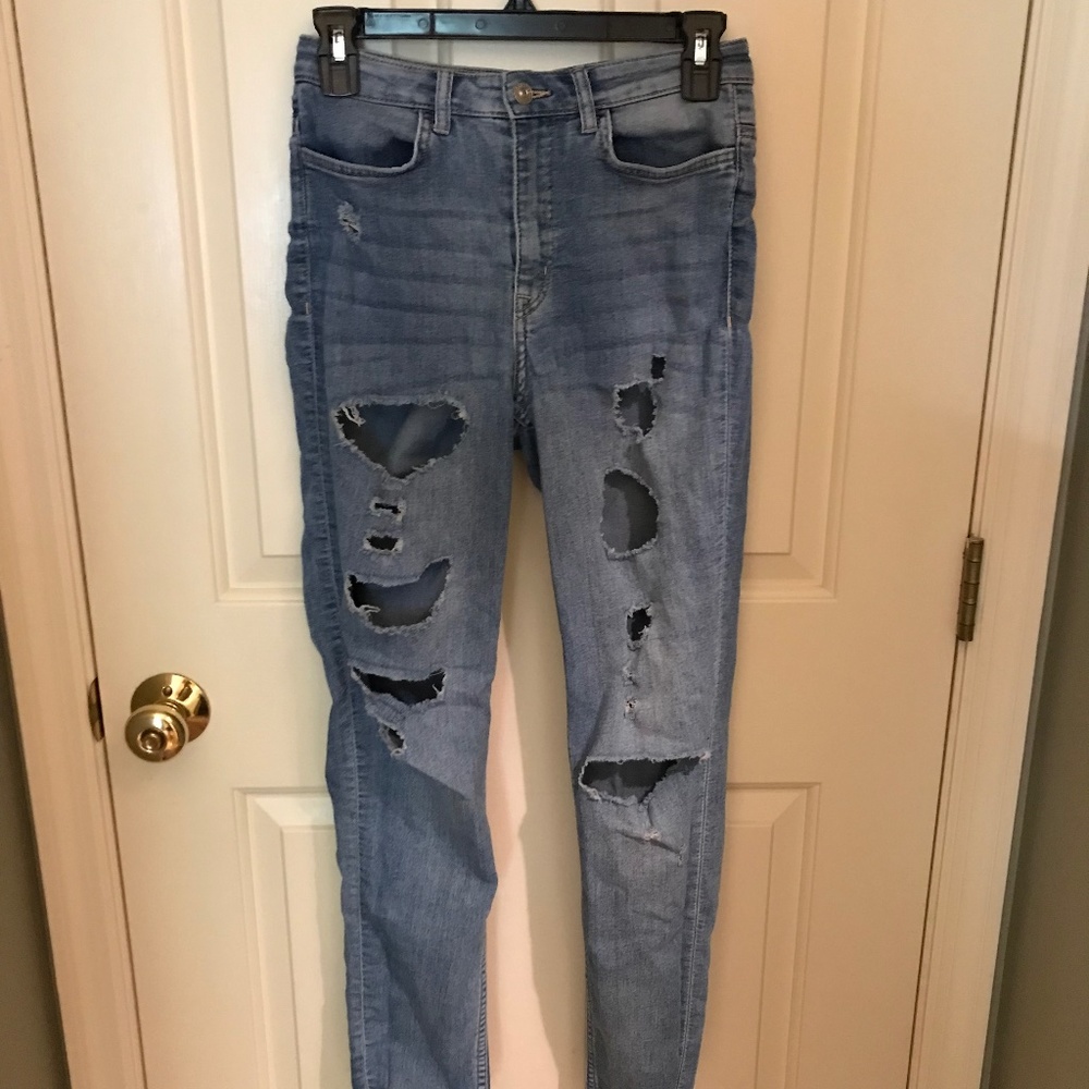 H&M High Waist Ripped Skinny Jeans Size 6